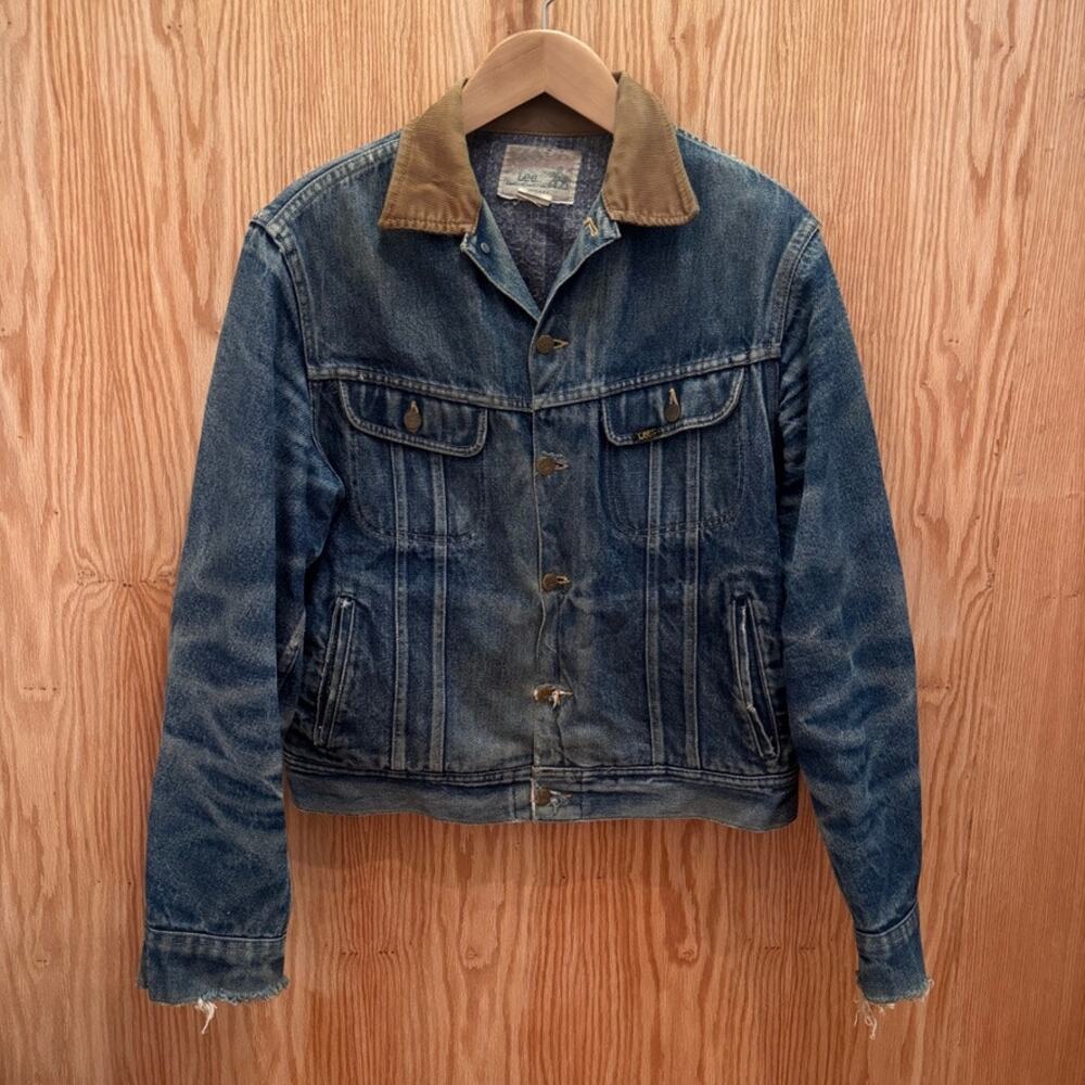 Vintage 1980s Lee Storm Riders Vintage Denim Lined Jacket USA Made Men's Large